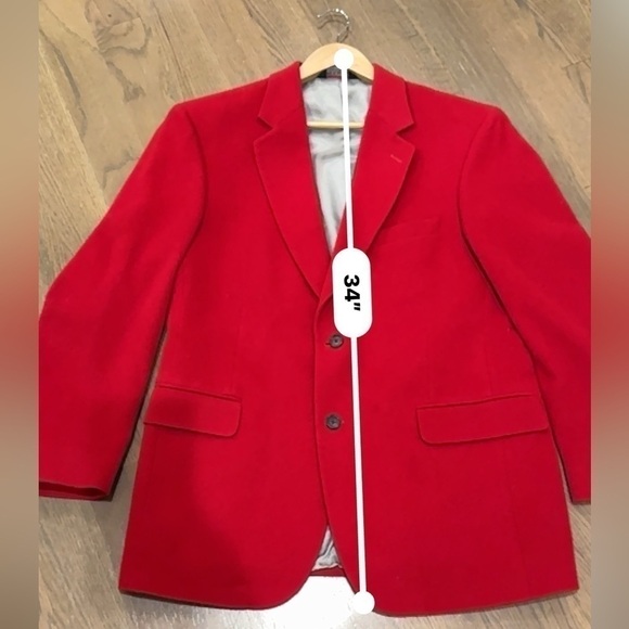 Jos. A Bank red jacket holiday party size 41R 100% camel hair vintage - Picture 11 of 13